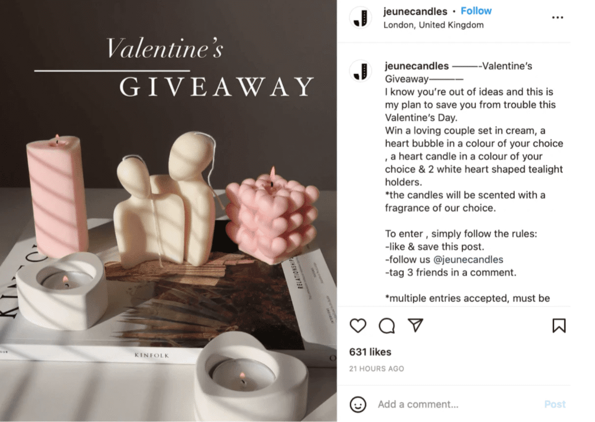 Example of promo action with a giveaway for St. Valentine's Day