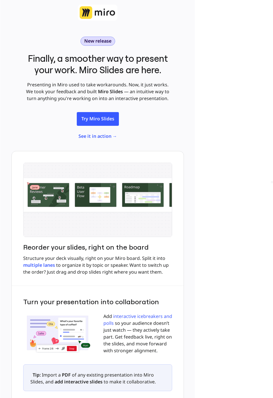Email about service improvements