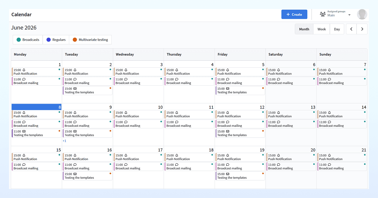 Mailing calendar