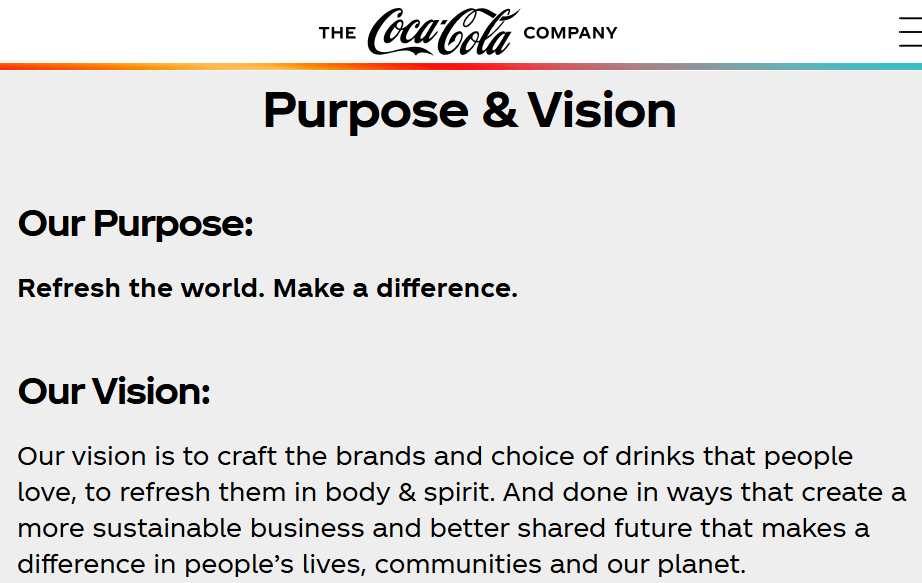 Product vision компании The Coca Cola Company