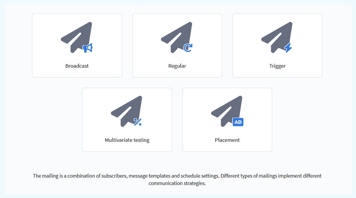 Mailing types in Altcraft Platform