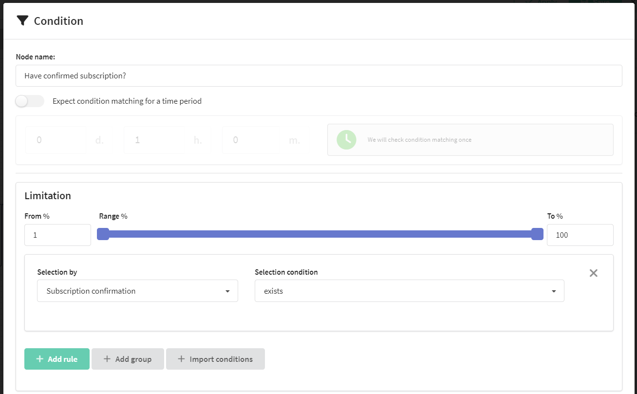 Condition for checking the clients for scenario