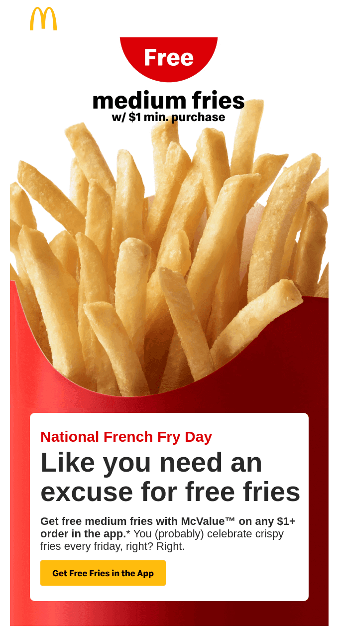 Email example by McDonald’s