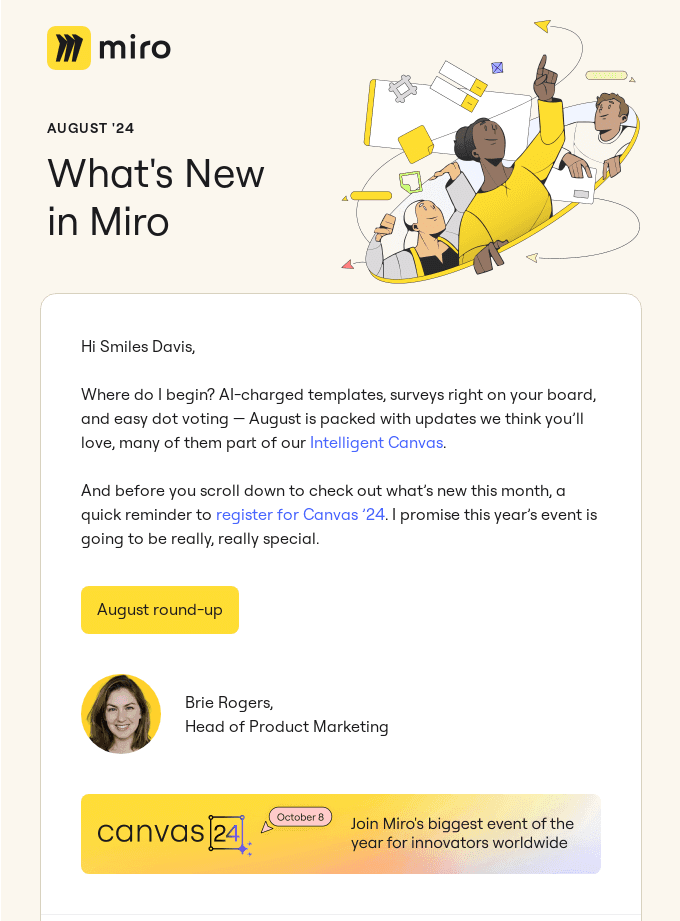 B2B email about product updates