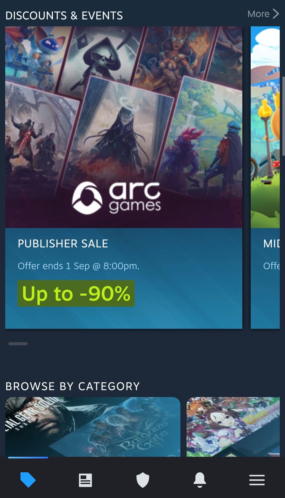 Steam app buttons