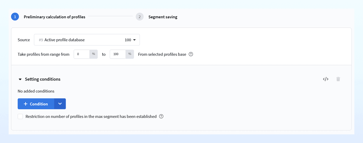 Segment setup