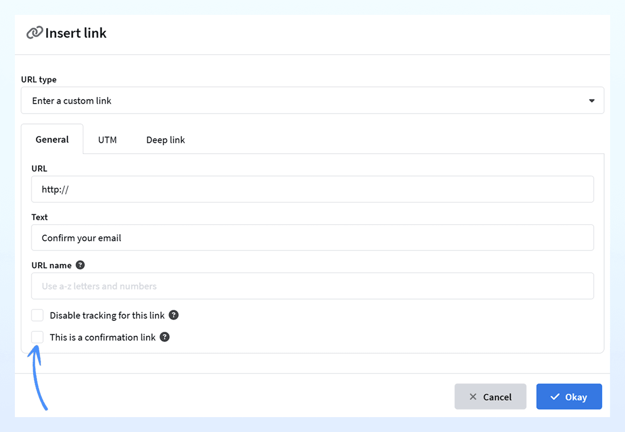 Creating a confirmation link