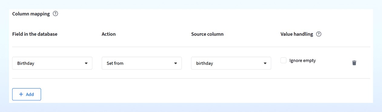 Column mapping