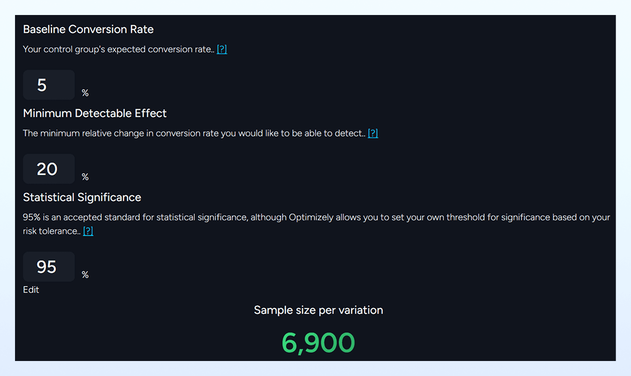 Optimizely calculator