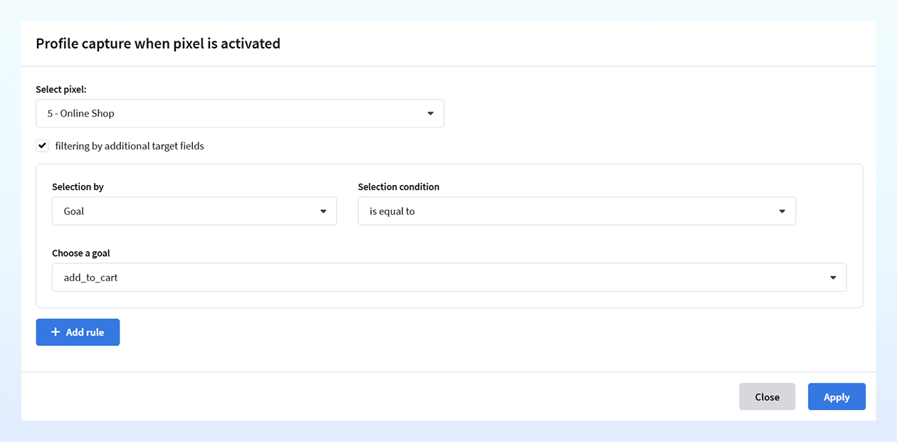 Capturing profiles on pixel activation