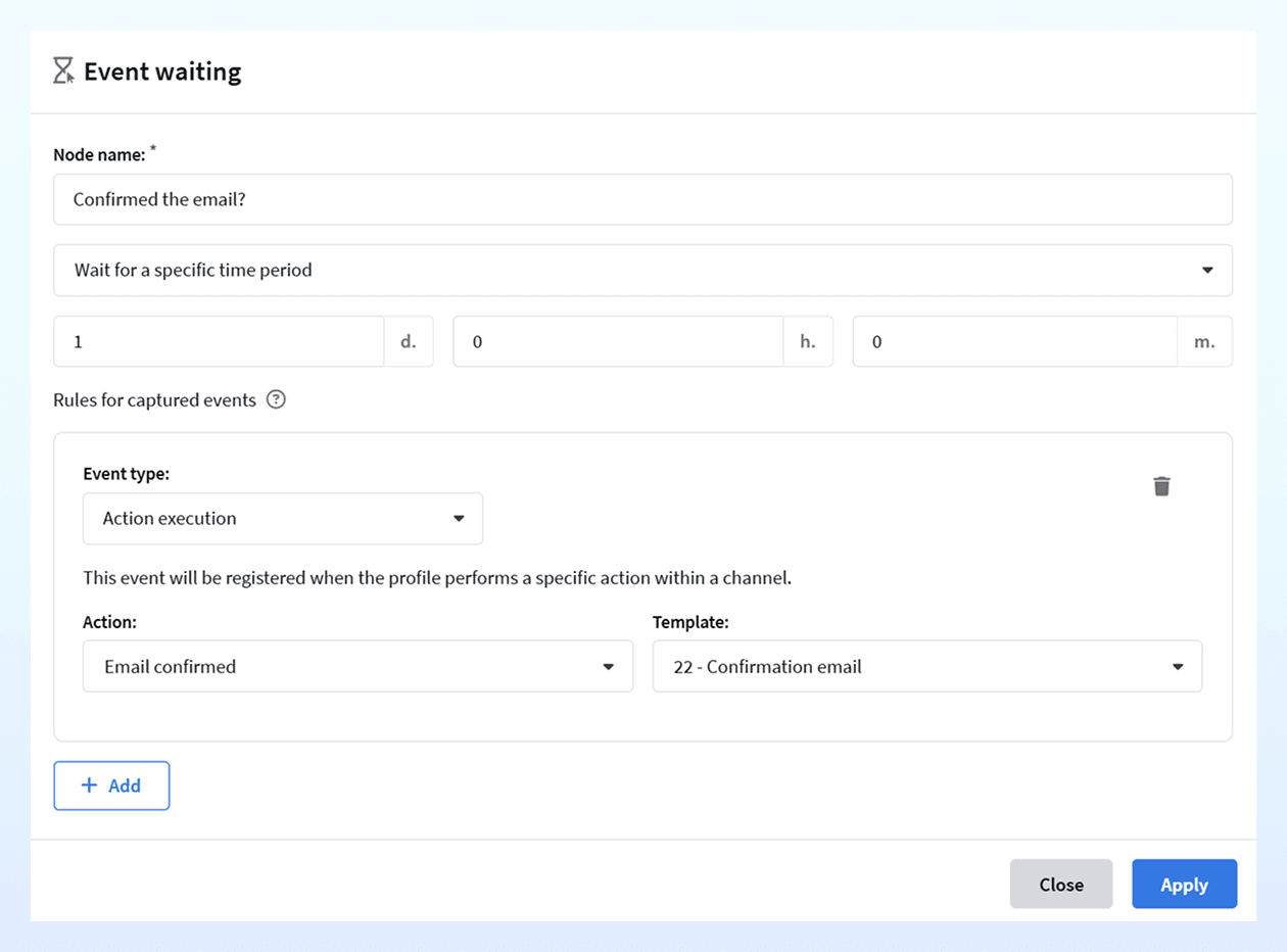 Configuring event waiting