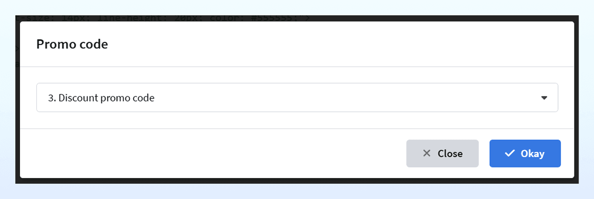 Selecting a promo code