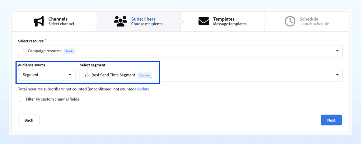 Segment with best send time
