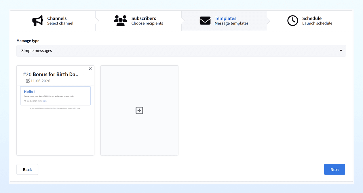 Selecting a template