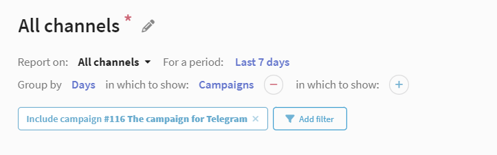 Example of filters to analyze a certain campaign