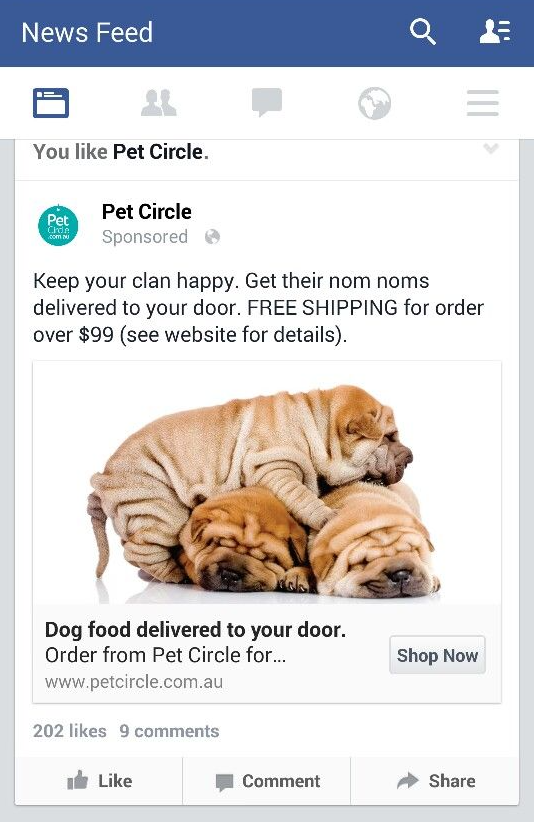 An example of an ad in social network
