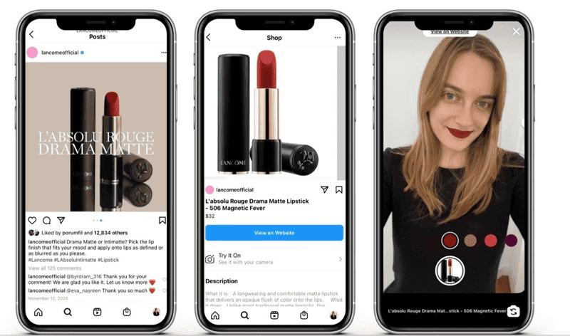 Par exemple, L'Oréal propose un service d'essai virtuel dans son application