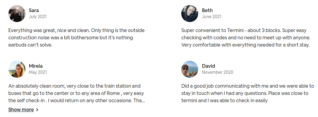 Reviews on Airbnb