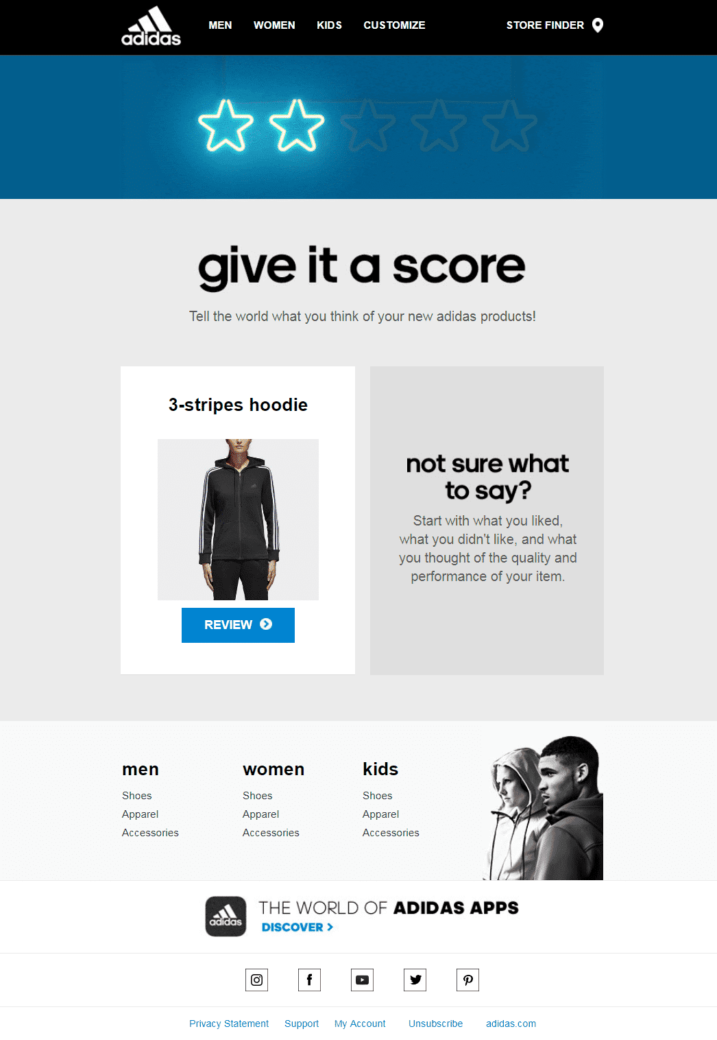 Adidas encourage à évaluer l'achat