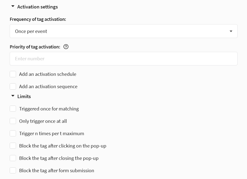 Configure tag settings
