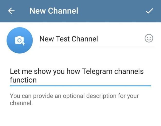 Add name, description on Telegram channel
