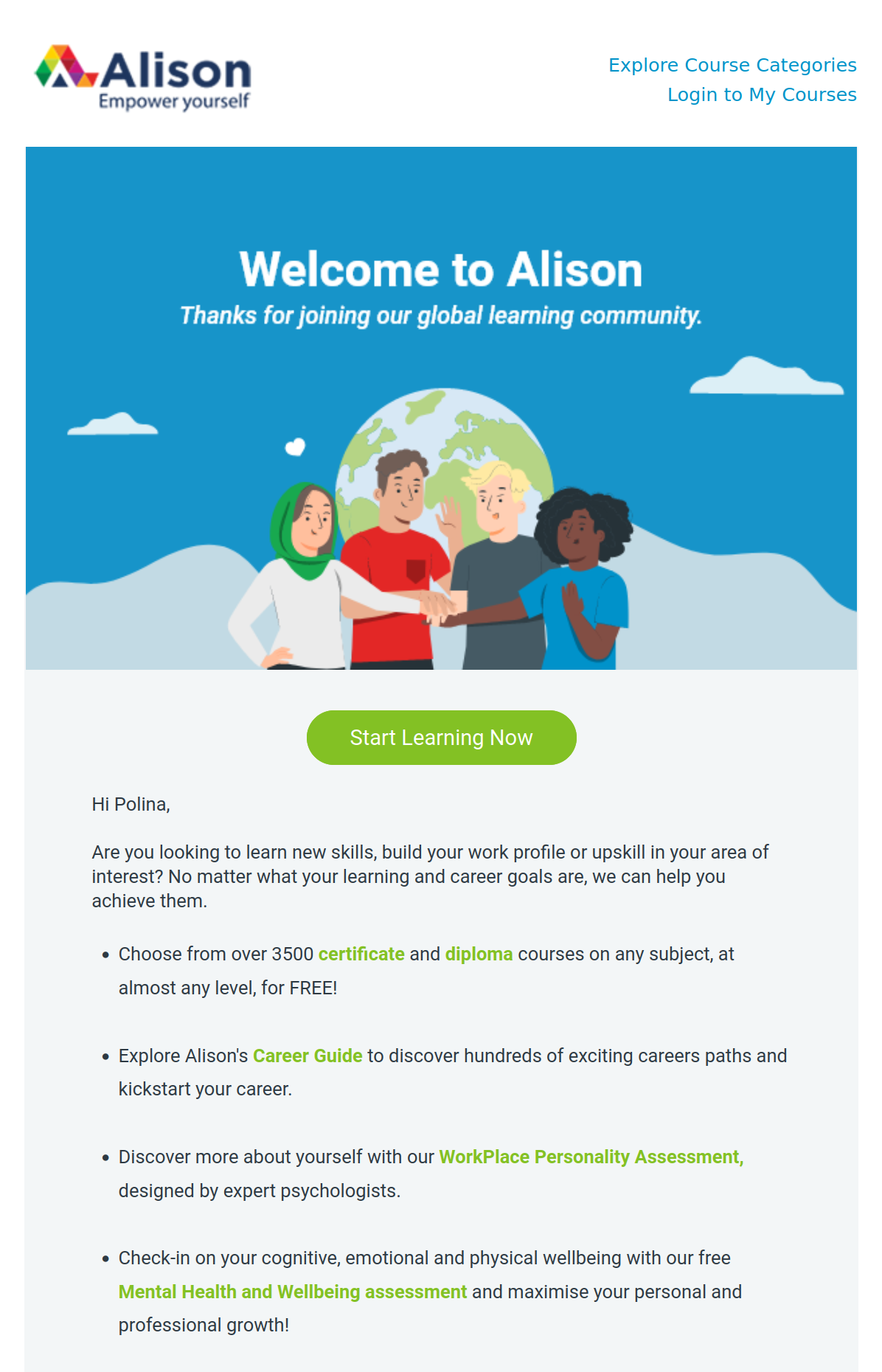 Welcome email