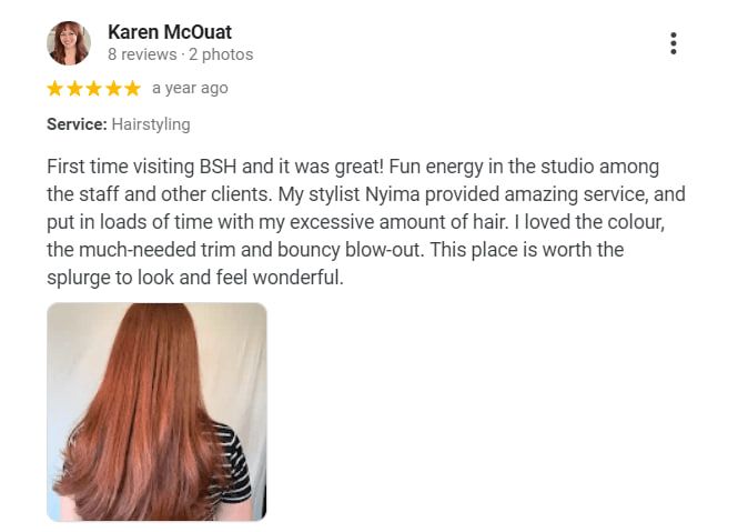 An example of a positive review of a beauty studio