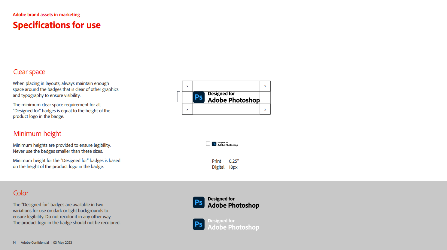 Clear space of Adobe Photoshop logo described in its brand book