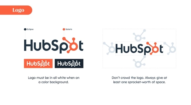 Brand book of Hubspot gives the requirements concerning logo