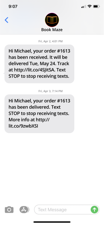 Order status SMS