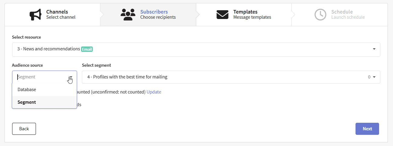 Subscription source «segment»
