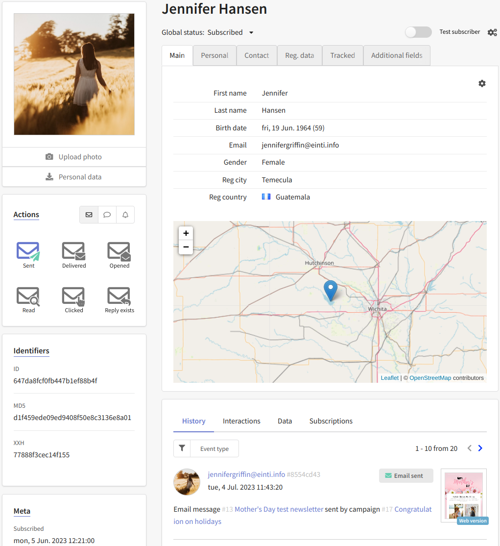 Profil numérique unifié du client dans Altcraft Platform