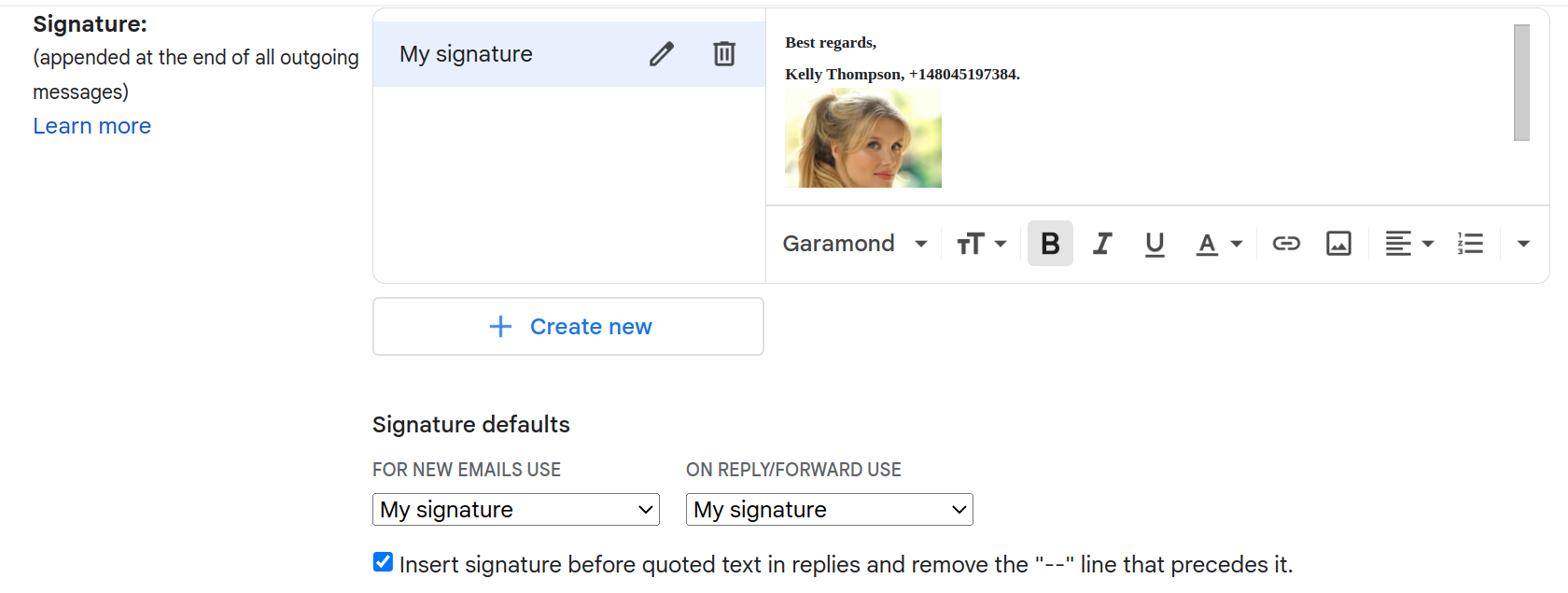 Configurer la signature dans Gmail
