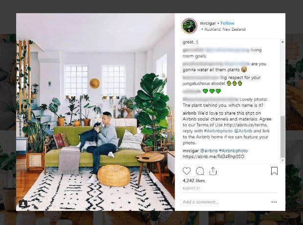 Brand demande dans les commentaires la permission de poster cette photo chez lui.