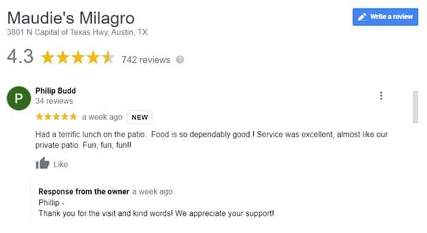 La marque a réagi à un commentaire positif d'un client