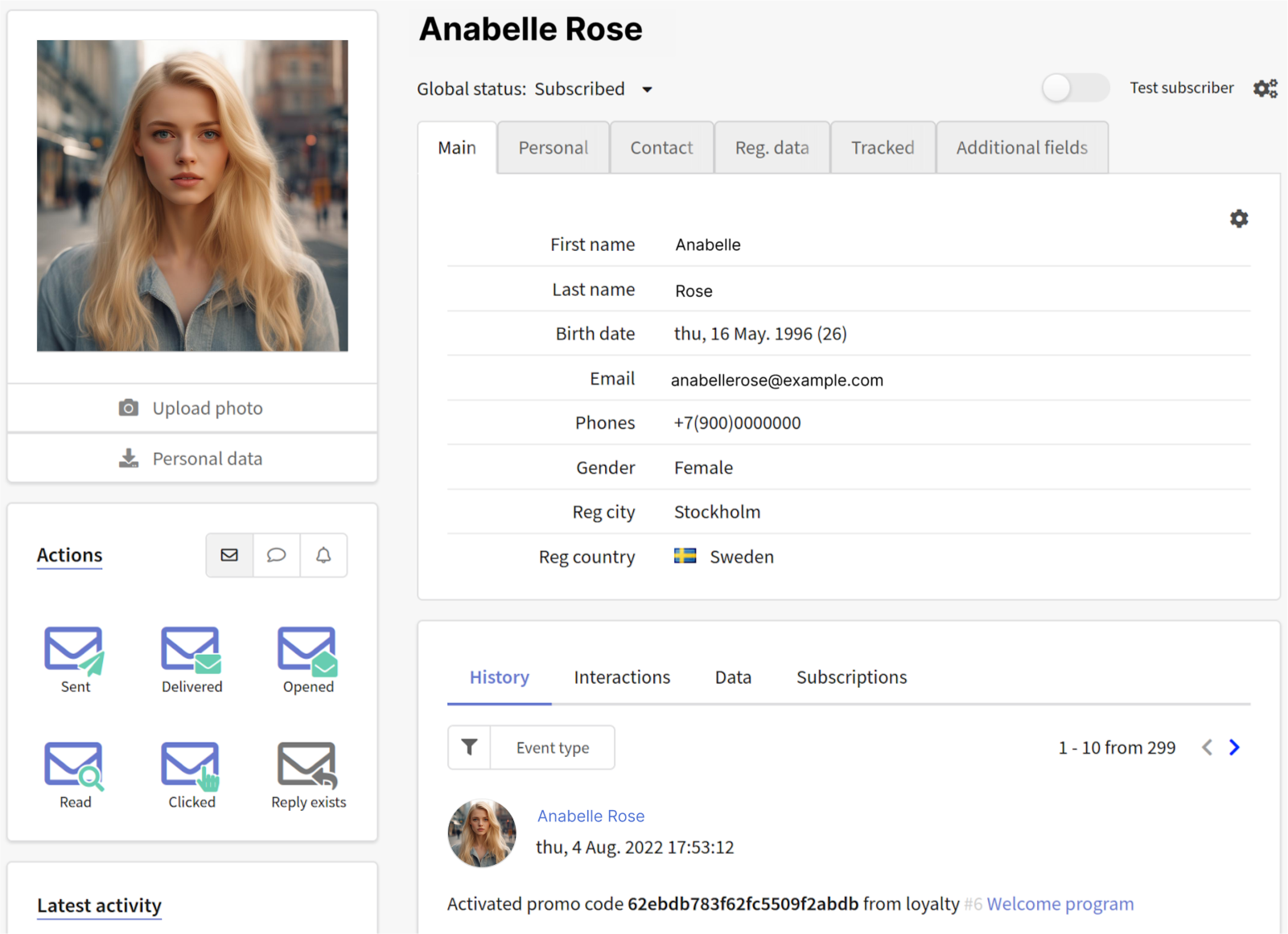 Profil d'un client unique dans Altcraft Platform