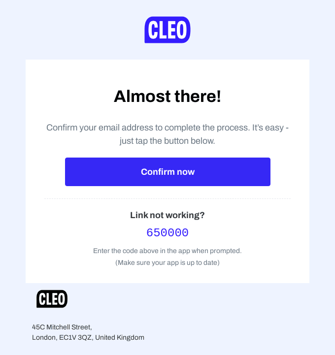 Email address confirmation