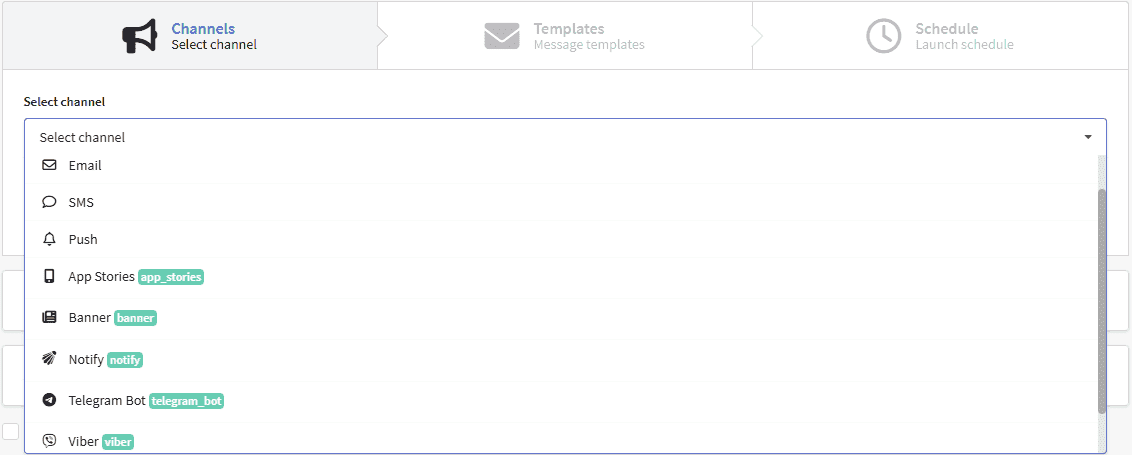Canaux pour l'envoi de messages
