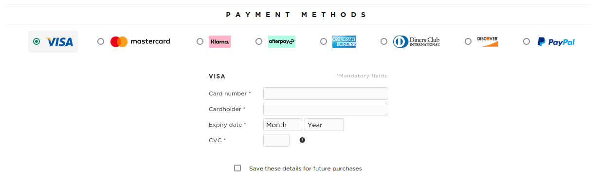 Différentes méthodes de paiement