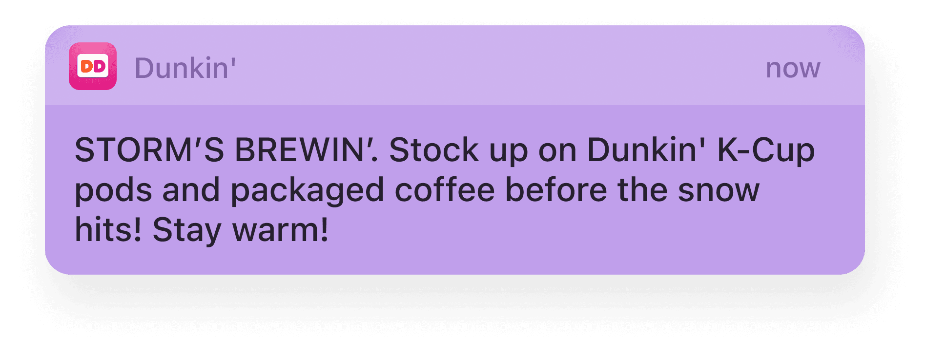 Dynamic content use case: delivery app notifications