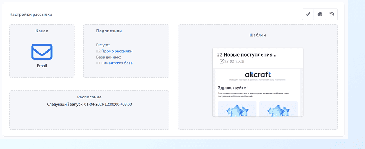 Завершение настройки рассылки