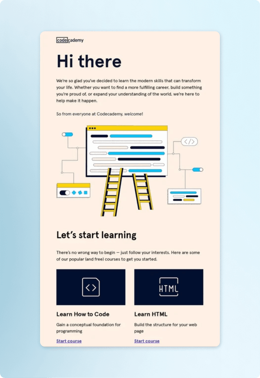 Example of an event-driven email for edtech