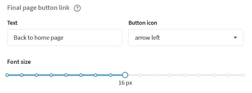 Button on the final page