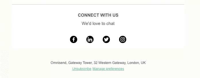 Email footer with social media buttons
