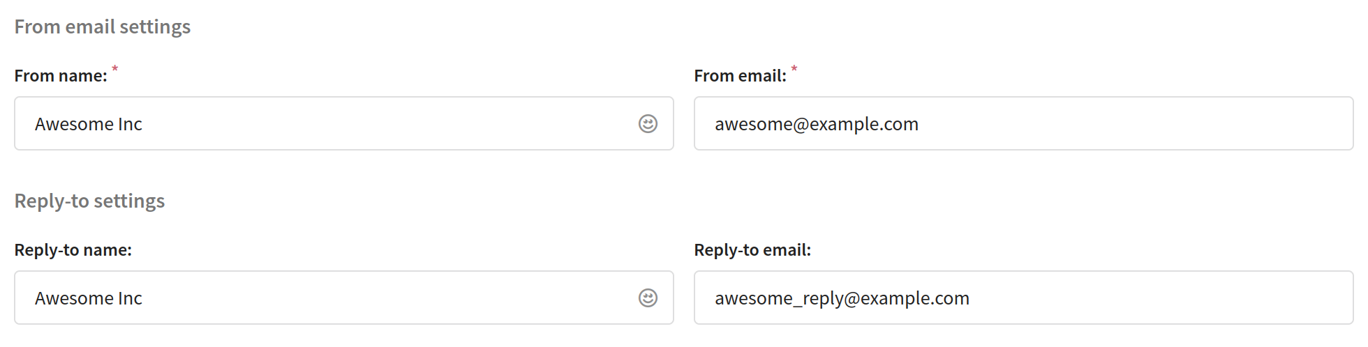 From email and Reply-to settings