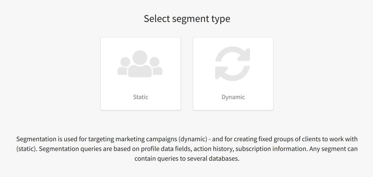 select static or dynamic segment type