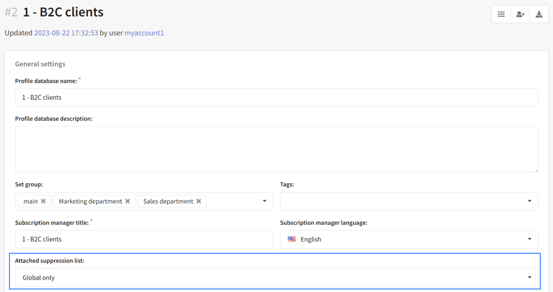 Attach global suppress list to a database