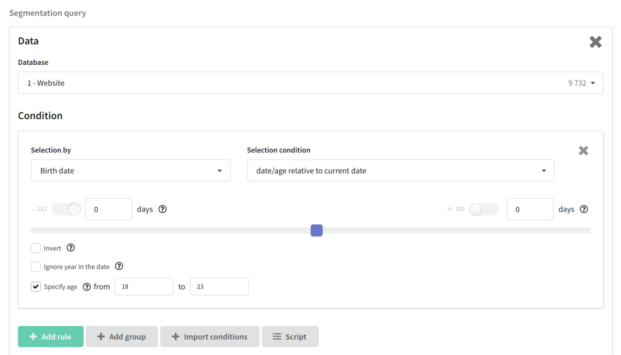 How to segment profiles by age using their birth dates