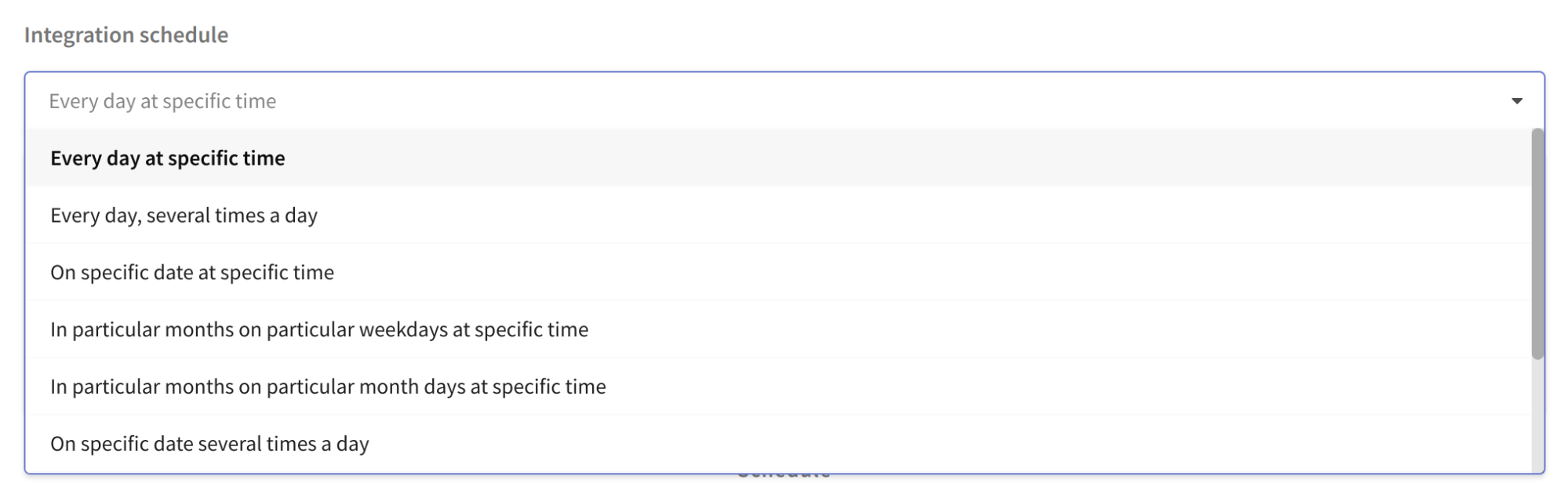 Options of schedule