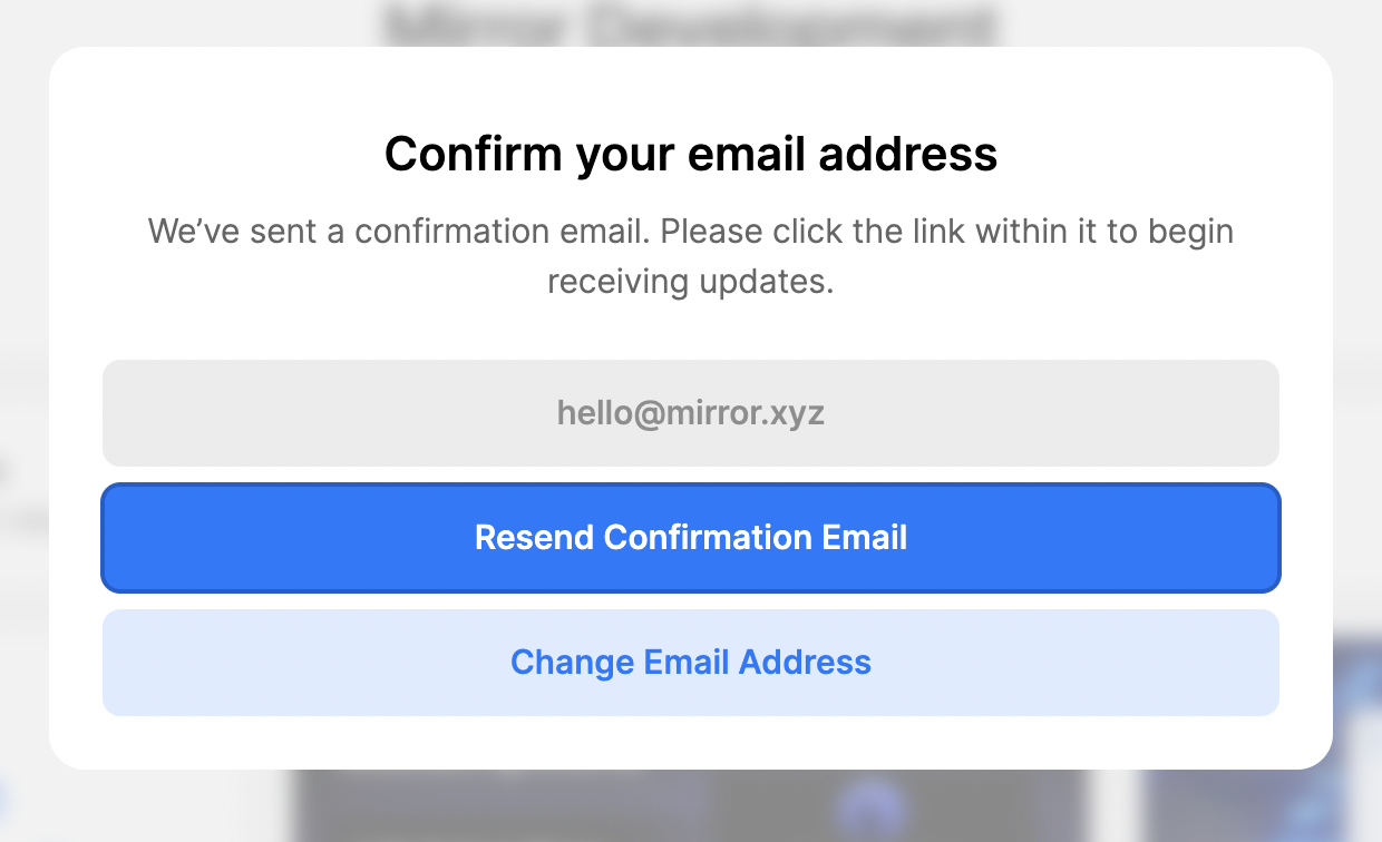 Example of confirming an email address